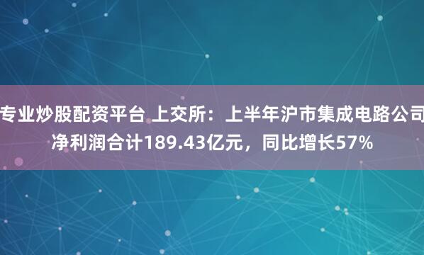 专业炒股配资平台 上交所：上半年沪市集成电路公司净利润合计189.43亿元，同比增长57%
